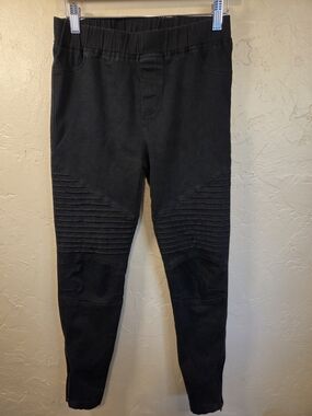 Womens Umgee Black Ribbed Knee Ankle Jogger Pants Size Med